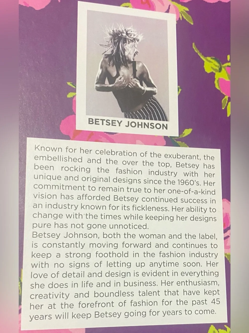 Betsey Johnson premium padfolio bright purple cover pink rose pattern gold pen